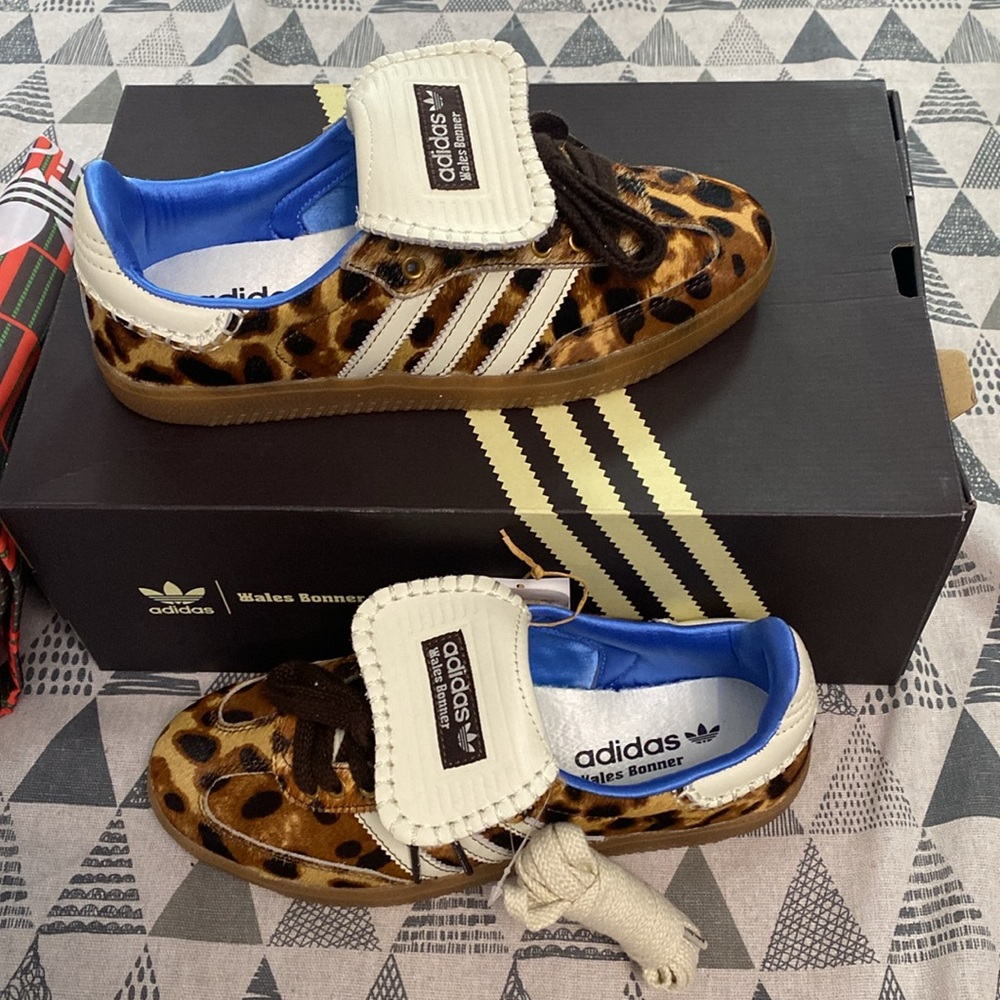 Adidas Leopard Print Three-Stripe Retro Sneakers - image 4